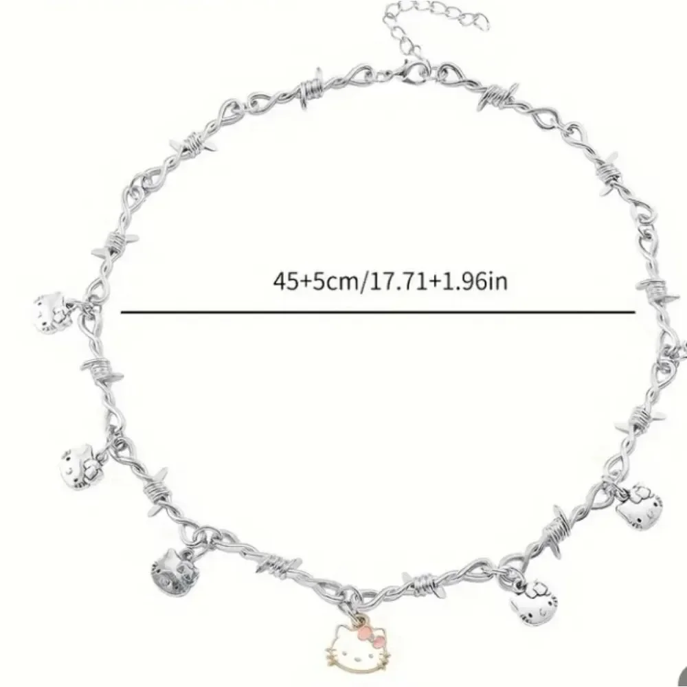 Silver Plated Hello Kitty Charm Necklace